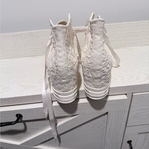 Converse White Lace High-Top Wedges